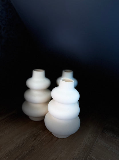 Keramikvase „Elegancé“ – Beige Deko Vase 21 cm | Minimalistische Trockenblumen Vase